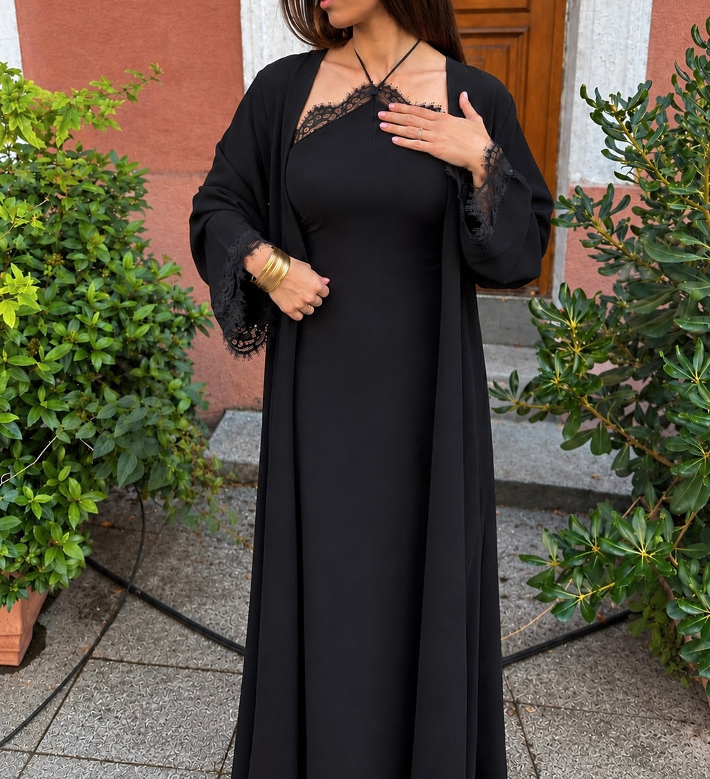 Ensemble Abaya Noire Dentelle
