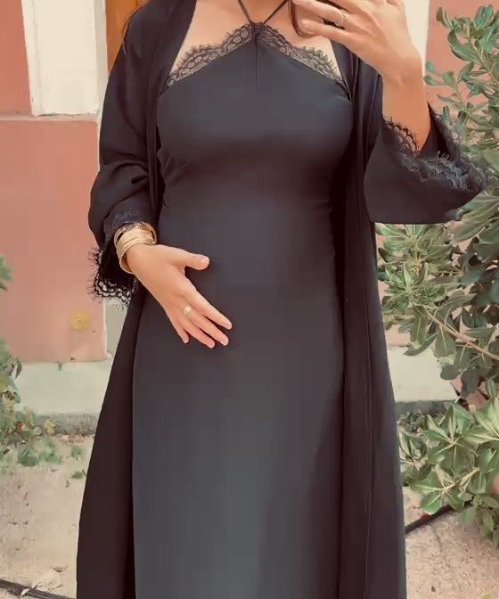 Ensemble Abaya Noire Dentelle